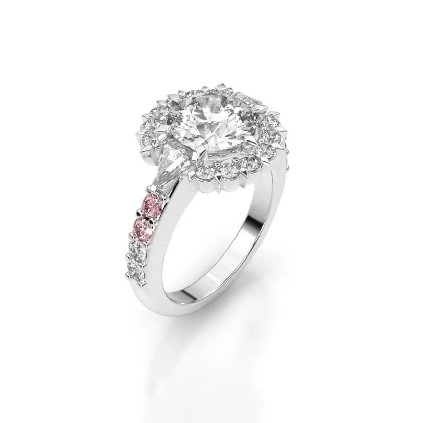 Diamond Halo with Pink Sapphires - Custom jewellery by Underwoods Fine Jewellers North Lakes